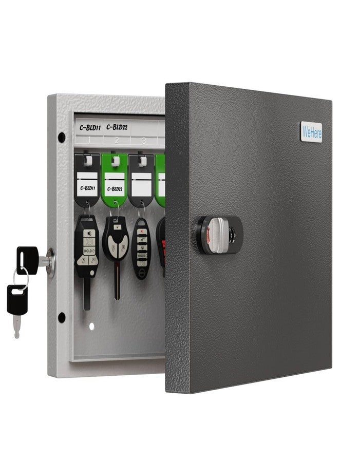 صندوق مفاتيح WeHere، خزانة مفاتيح جدارية مع 16 بطاقة مفاتيح وقفل برقم سري - نظام تخطيط موارد المؤسسات المصغر - مثالي لخدمات صف السيارات والفنادق وخدمات تنظيف المنازل - Image 1